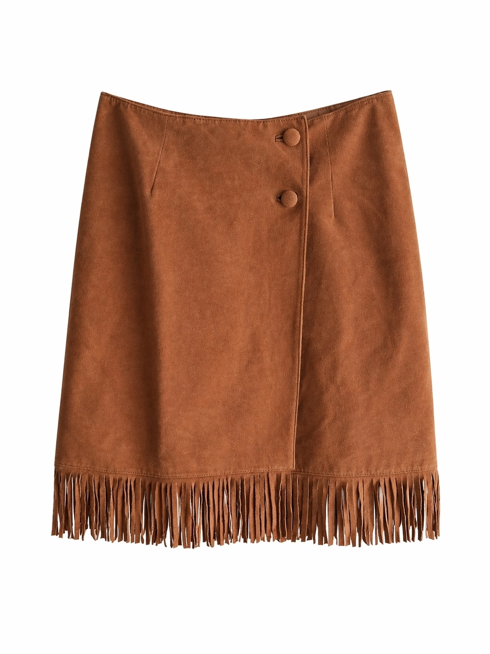 Brandon Thomas 100% Leather Fringe Skirt Brown Western Boho Festival Mini S 9/10 - Picture 2 of 14